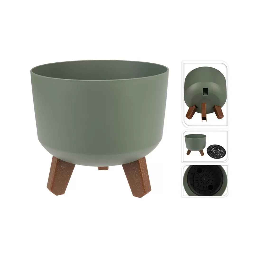 Кашпо 20*17 зелене пластик