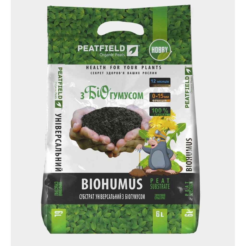 Універсальний субстрат PEATFIELD з біогумусом 6л