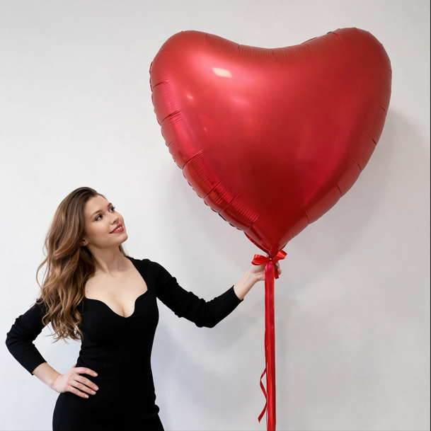 Шар-гигант фальгированное красное сердце 91 см